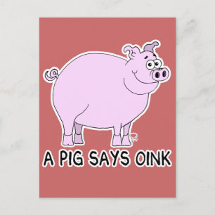A Gris Says Oink Vykort