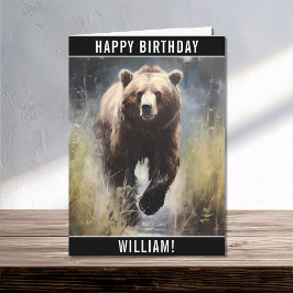 A Grizzly Bear Grattis på födelsedagen Namn Kort