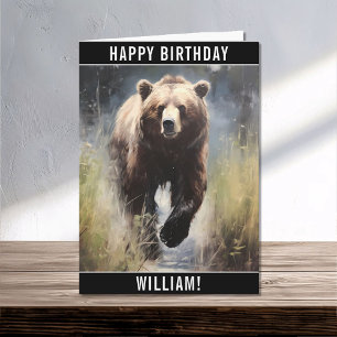 A Grizzly Bear Grattis på födelsedagen Namn Kort