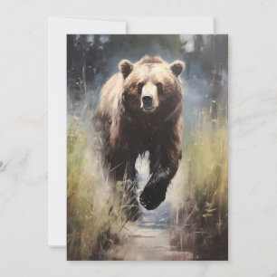 A Grizzly Bear Hunting längs Bäck Julkort