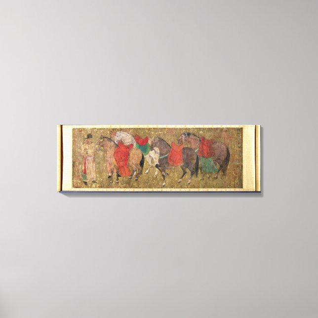 A Groom med hästar Canvastryck (Framsida)