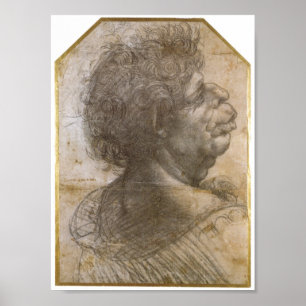 A Grotesque Head, Leonardo da Vinci Poster