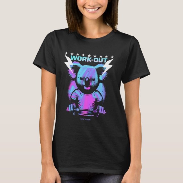 A GYM KOALA BEAR - WORKOUT EXERCISE ROLIGT VIBES T SHIRT (Framsida)