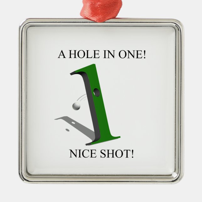 A Hål i ett Golf Boll Julgransprydnad Metall (Framsidan)