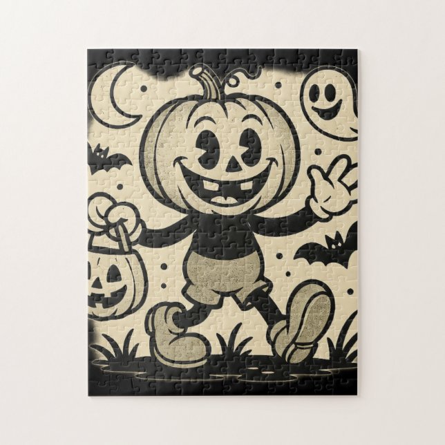 A Halloween puzzle with a retro comic book feel. Pussel (Vertikal)