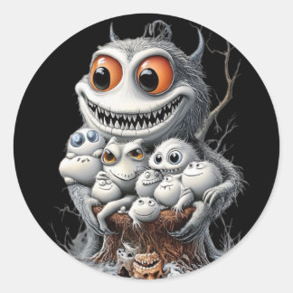A Halloween sticker. Monsters are waiting for you! Runt Klistermärke