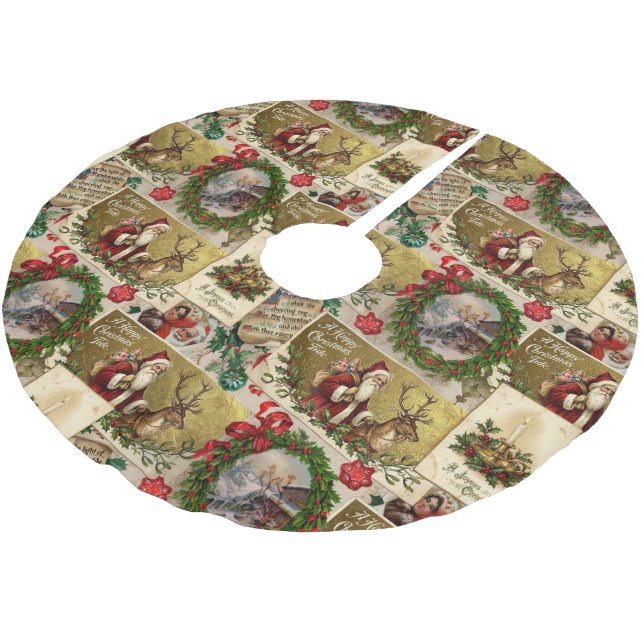 A Happy Christmas Tide Julgransmatta Borstad Polyester (Vinklad)