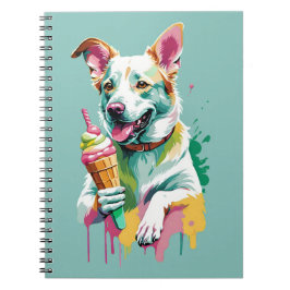 A Happy Dog eating an ice-cream Anteckningsbok