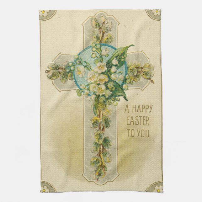 A Happy Easter to You - Antique Postcard,  Kökshandduk (Vertikal)