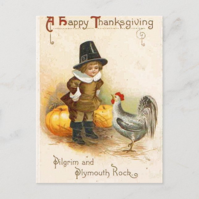 A Happy thanksgiving Pilgrim och Plymouth Sten Helg Vykort (Framsida)