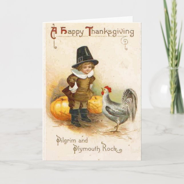 A Happy thanksgiving Pilgrim och Plymouth Sten Helgkort (Framsida)