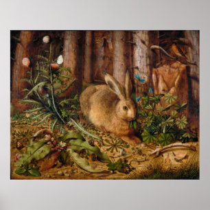 A Hare i skogen av Hans Hoffmann Poster