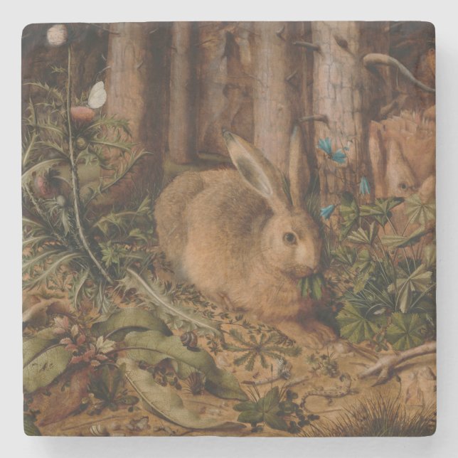 A Hare i skogen (av Hans Hoffmann) Stenunderlägg (Framsidan)