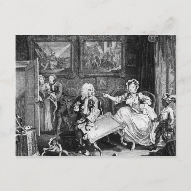 A Harlot's Progress, plate II, Quarrels Vykort (Framsida)