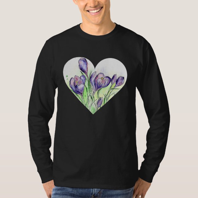 A Heart for Spring  Crocus T Shirt (Framsida)