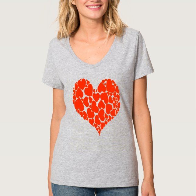A Heart Of Hearts Romantic Design Monotone Red T Shirt (Framsida)