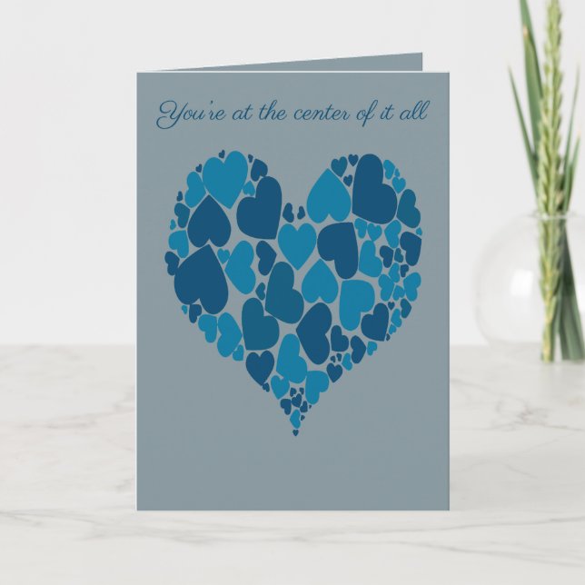 A Heart Of Hearts Romantic Design Pastel Blue  Kort (Framsida)