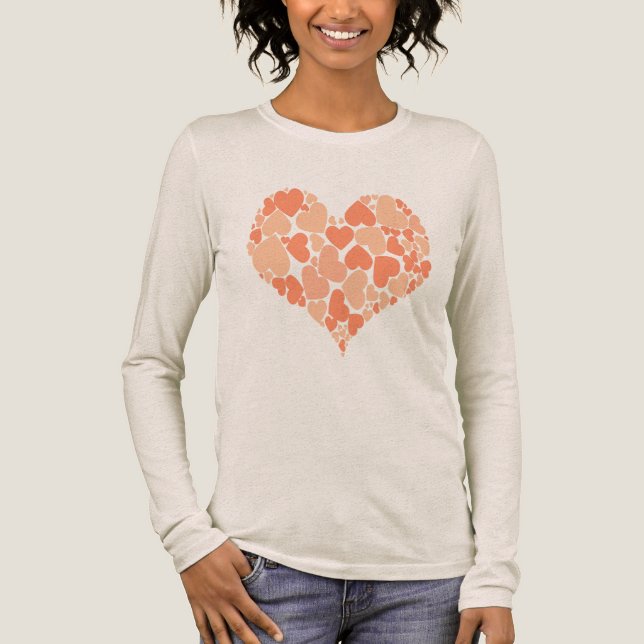 A Heart Of Hearts Romantic Design Pastel Peach T Shirt (Framsida)
