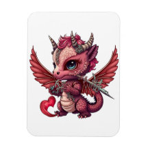 A Heart Svan Baby Red Dragon Valentine Magnet