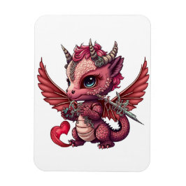 A Heart Svan Baby Red Dragon Valentine Magnet