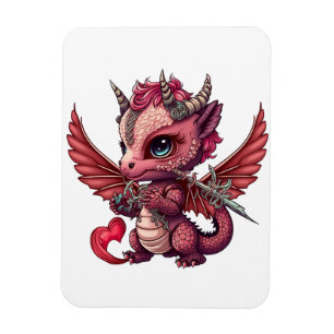 A Heart Svan Baby Red Dragon Valentine Magnet