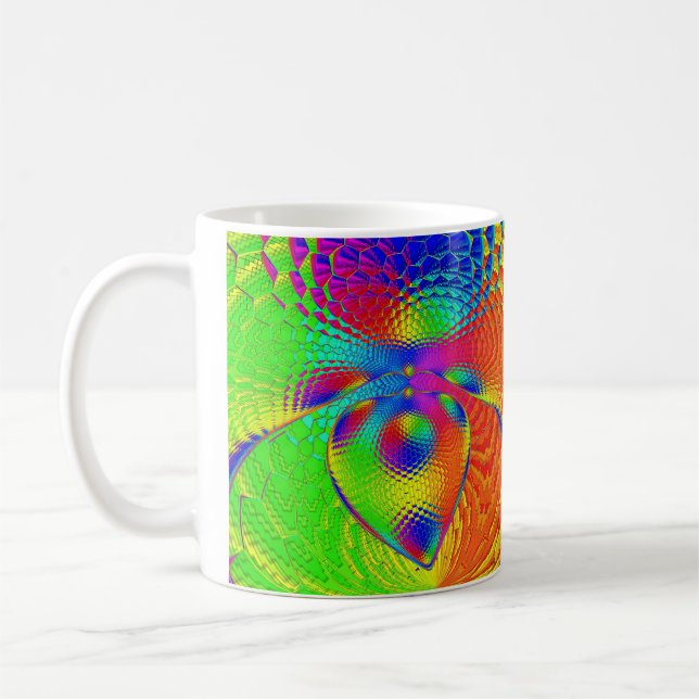a heart with a psychedelic and colorful style kaffemugg (Vänster)