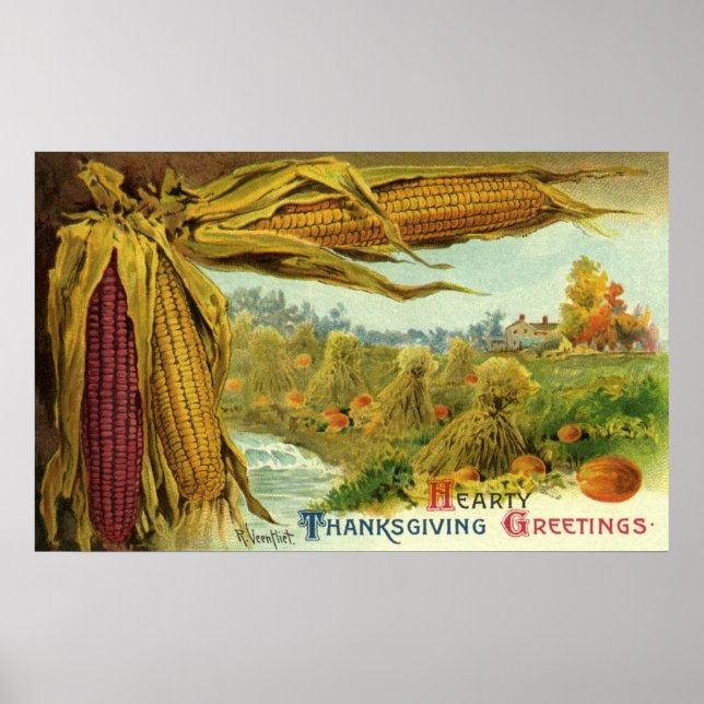 A Hearty Thanksgiving; Indian Maj och Haystacks Poster (Framsidan)