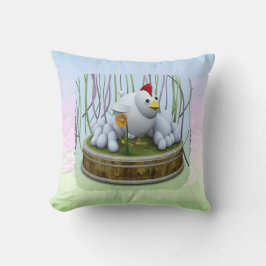 A hen with many eggs throw pillow kudde