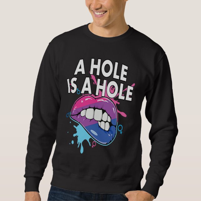 A Hole Is A Hole Bisexual Rainbow Pride Bisexualit Lång Ärmad Tröja (Framsida)
