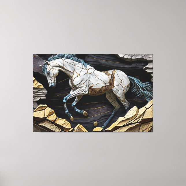 A Horse Galloping på Kanvastrycket Sten Canvastryck (Framsida)