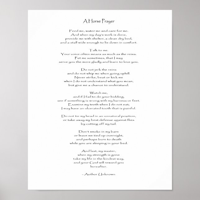 A Horse Prayer - Skriv ut Poster (Framsidan)