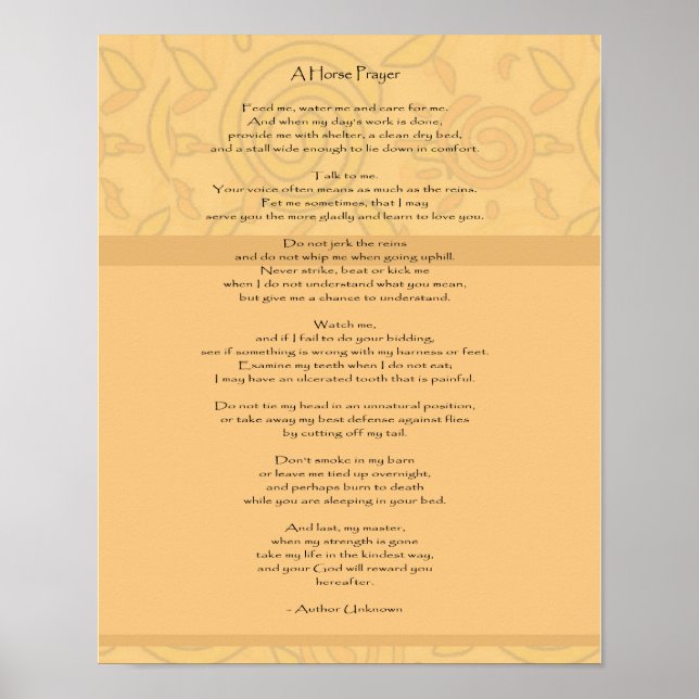 A Horse Prayer - Skriv ut Poster (Framsidan)