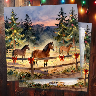 A Horse Ranch Country Christmas Julkort