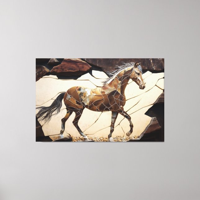 A Horse som står på Kanvastrycket Sten Canvastryck (Framsida)