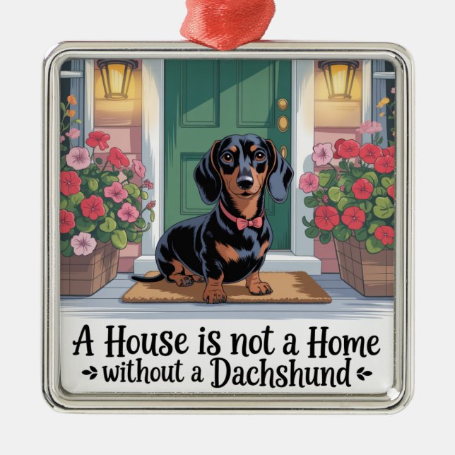 A House Is Not A Home Without A Dachshund Julgransprydnad Metall (Framsidan)