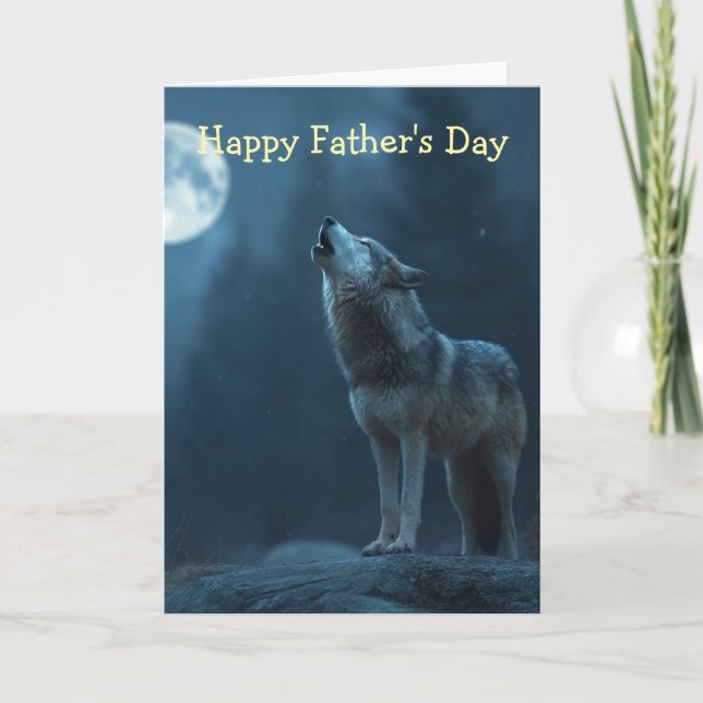 A Howling Wolf Father's Day Kort (Framsida)