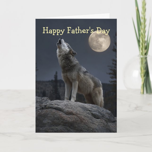 A Howling Wolf Father's Day Kort (Framsida)