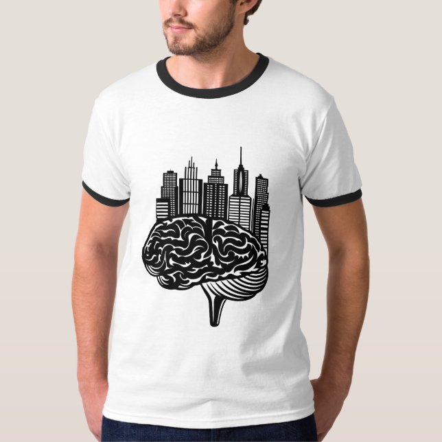 A Human Brain Transforming into a Futuristic City T Shirt (Framsida)