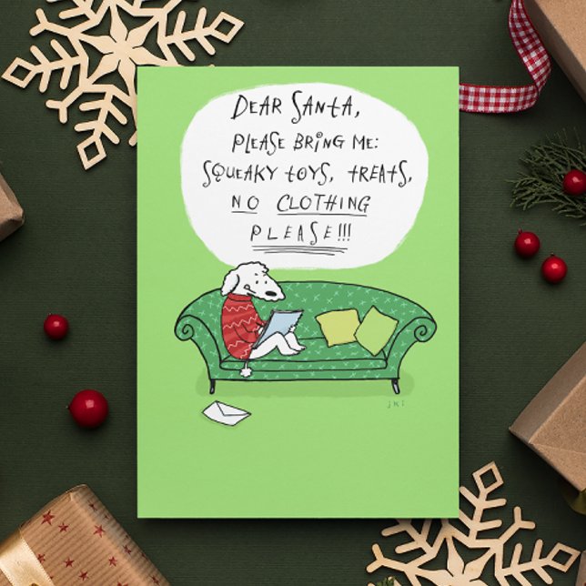 A Hund's Brev to Santa - Fisk julafton Tecknad Helg Vykort (Skapare uppladdad)