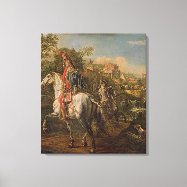 A Hussar on horseback, 1773 Canvastryck (Framsida)