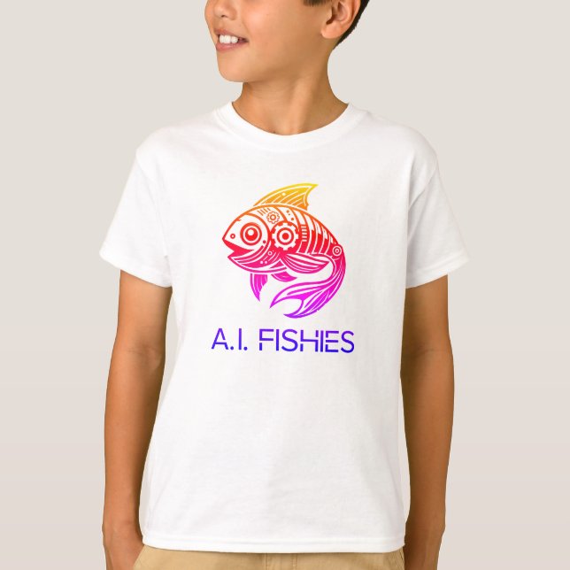 A.I. Fishies Färg Stänk Shirt T Shirt (Framsida)