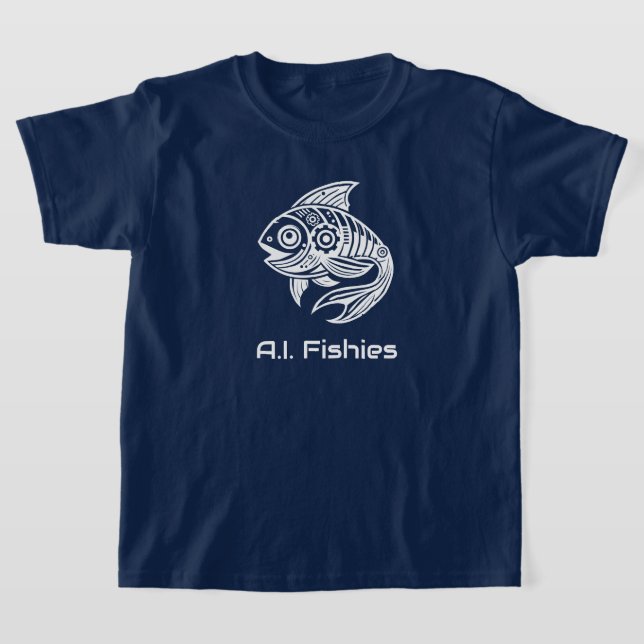 A.I. Fishies [Redigerbar text] Vitdesigntransport T Shirt (Laydown)