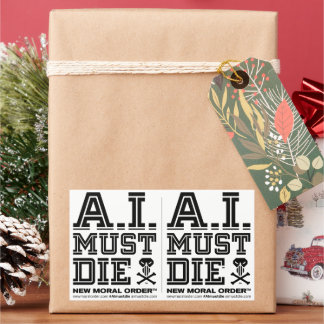 A.I. Must Die™-logotyp (college-teckensnitt) dekal Rektangulärt Klistermärke