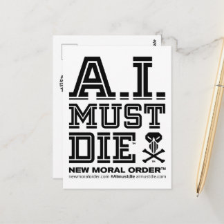 A.I. Must Die™ Logotyp (College-teckensnitt) Postk Vykort