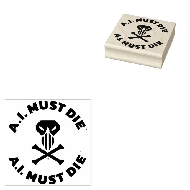A.I. Must Die™ Logotyp (Fet Skrift) Gummistämpel Stämpel (Stämplad)
