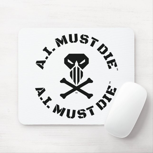 A.I. Must Die™-logotyp (militär font) Musmattor (Med mus)