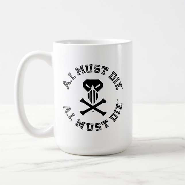 A.I. Must Die™ Logotyp Mugg (College-teckensnitt) (Vänster)