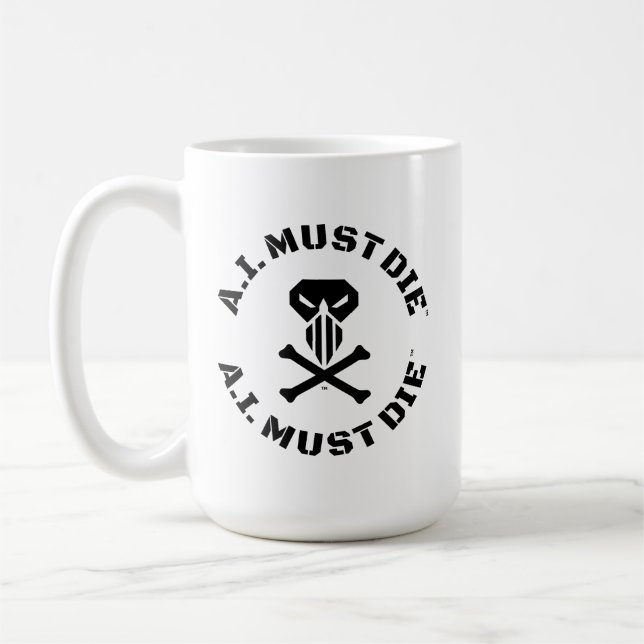 A.I. Must Die™ Logotyp Mugg (Militär Font) (Vänster)