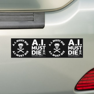 A.I. Must Die™-logotyp (vitt typsnitt) dekal