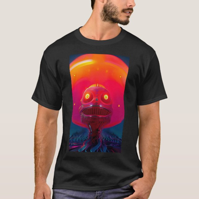 A.I. New Dawn Psychedelic Sci-Fi Dream T Shirt (Framsida)